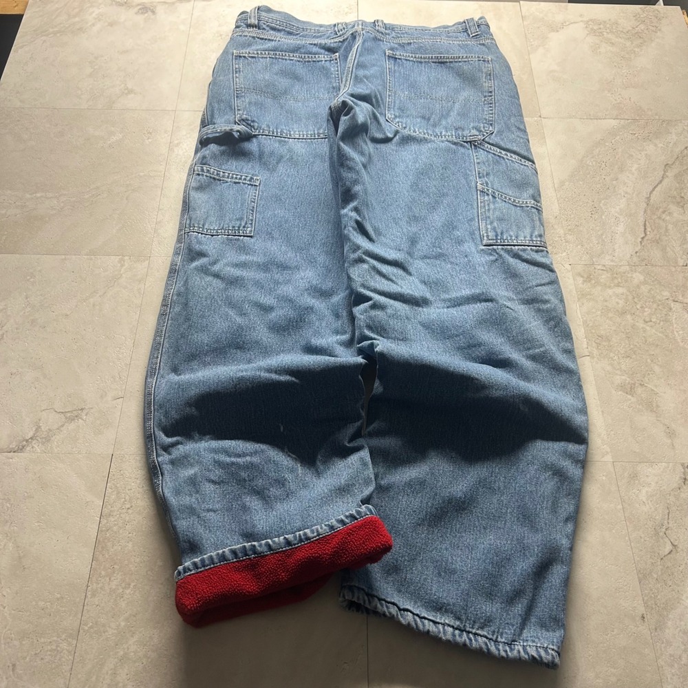 Faded Glory Carpenter Jeans Blue Men 36x34 Fleece Lined Insulated Workwear 1163